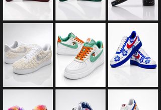 Nine one-of-one pairs of the Nike Air Force 1 created by Black designers as part of a charity event for Harlem's Fashion Row & Foot Locker.