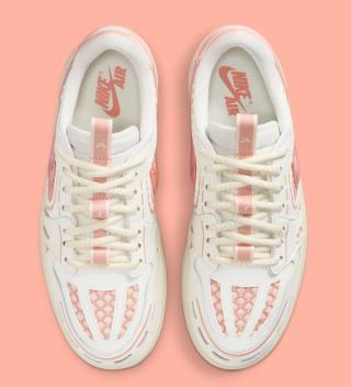 Top-down view of the Air Jordan 1 Low MM V3 in a "Sail/Washed Coral" color scheme.