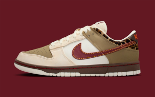 Women's Nike Dunk Low "Khaki Leopard" sneaker.