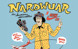 Nardwuar the Human Serviette x Nike SB Dunk Pro collaboration.