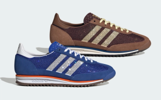 Two adidas SL 72 for Women in "Bold Blue" & "Preloved Brown" color schemes, complete with rhinestone uppers.