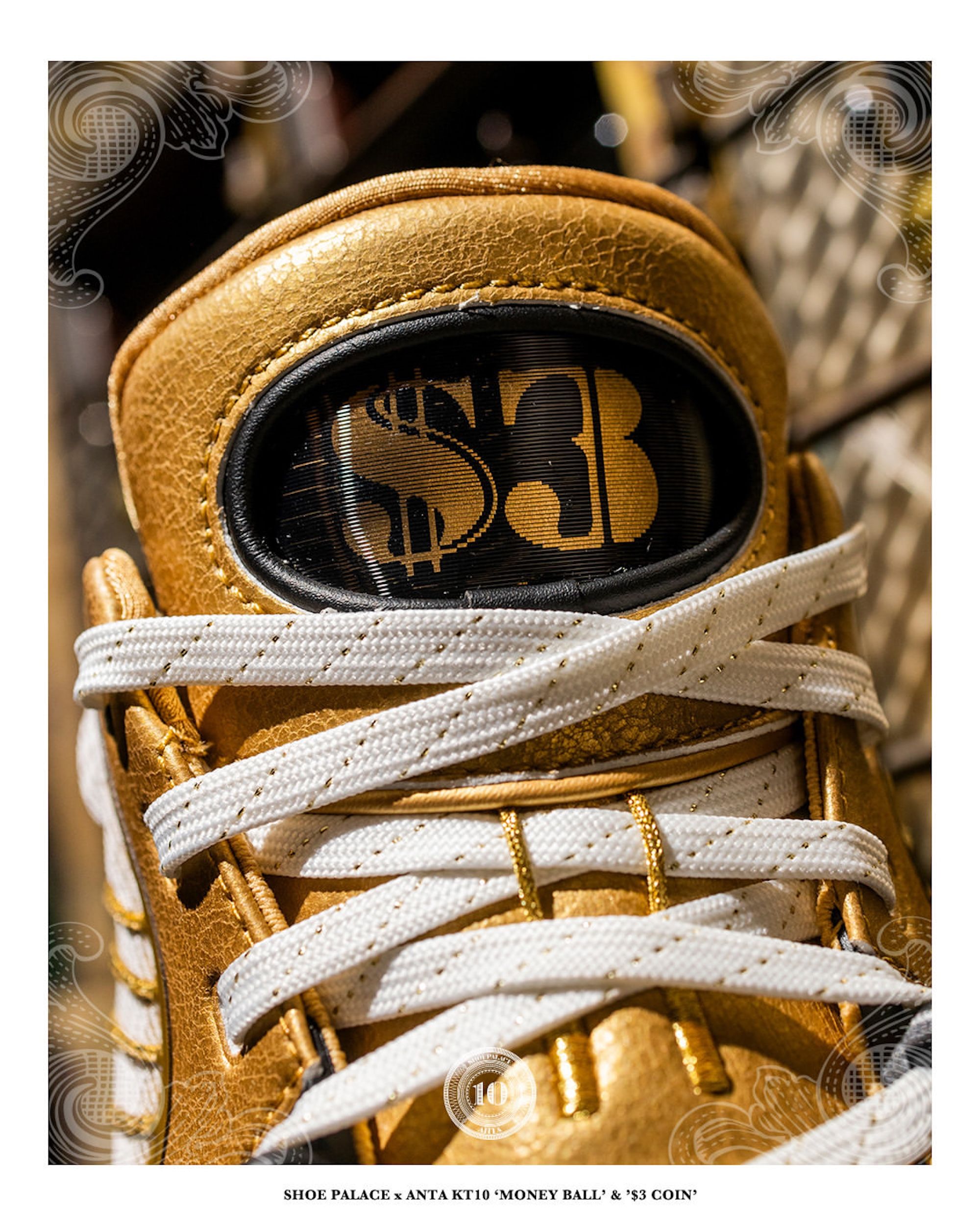 ANTA KT10 $3 Coin ANTA KT 10 $3 Coin Mens Basketball Shoes Gold White  main image 2