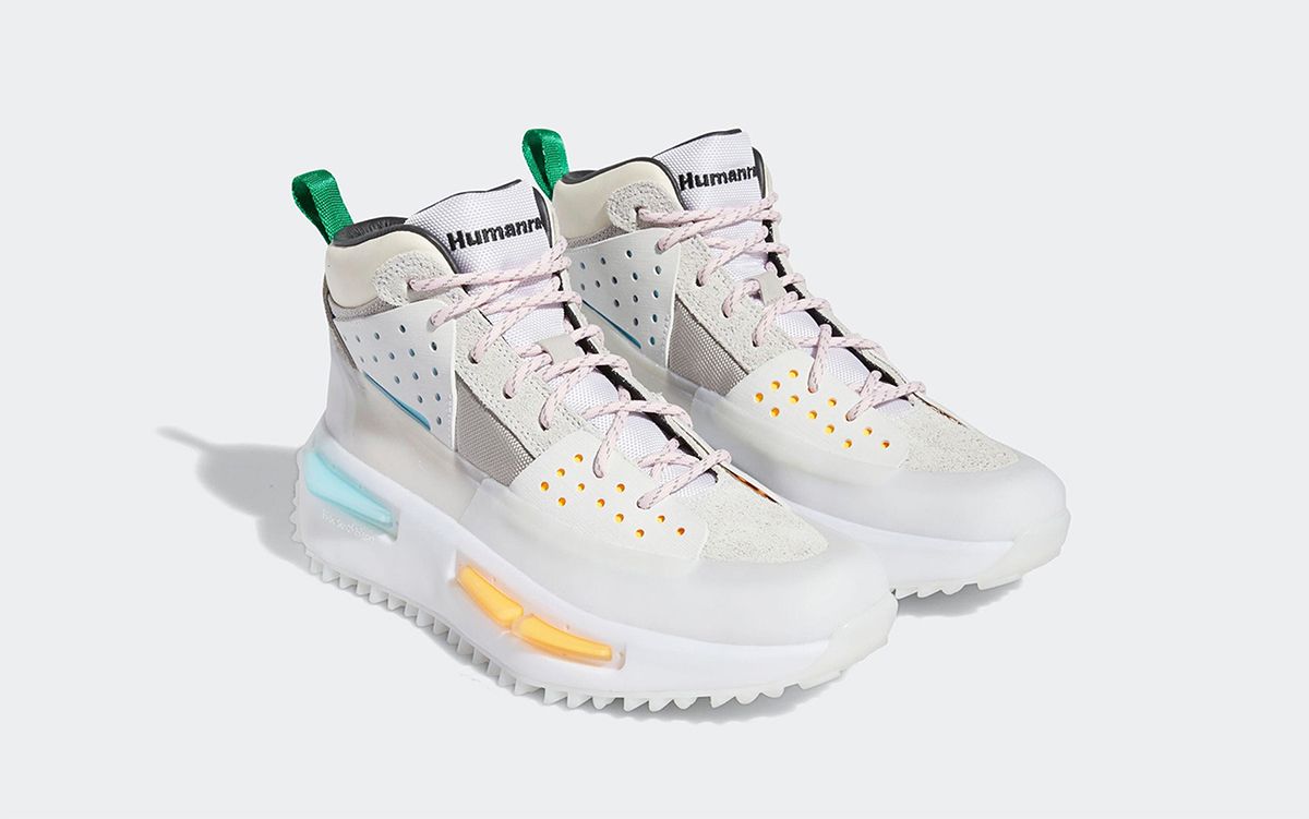 The Pharrell x adidas Hu NMD S1 RYAT “Core White” Releases