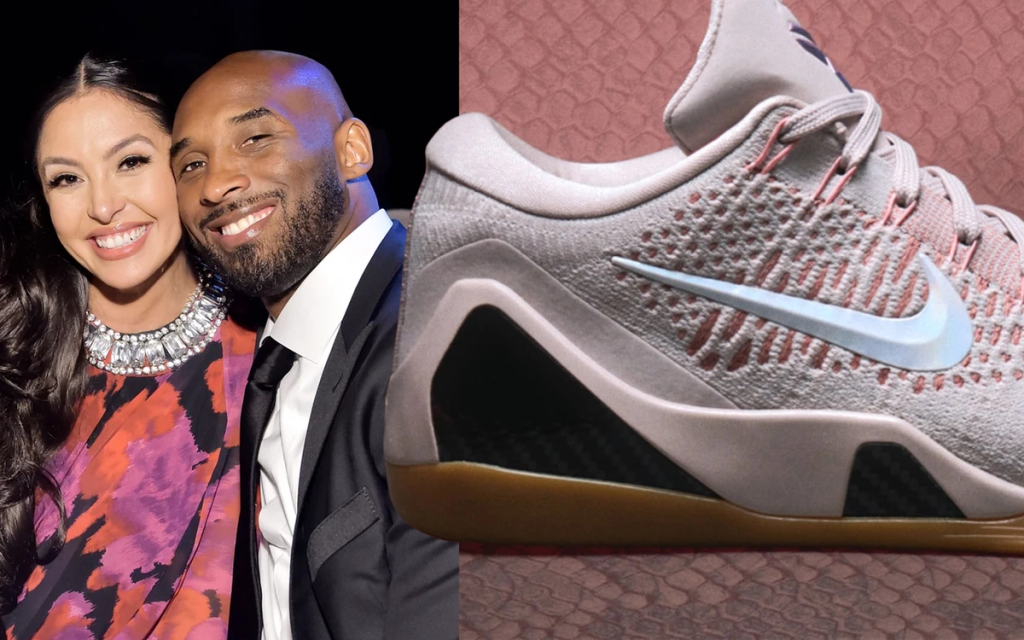 Nike Kobe 9 Elite Low in Dusty Pink colorway, shown in side profile view