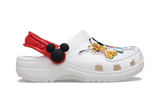 Mickey & Friends-inspired Little Kids' Crocs Classic Clog in a "White" color scheme.