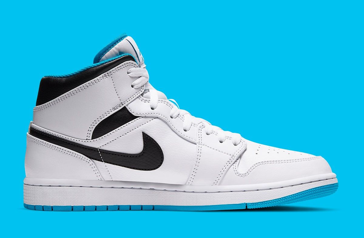 jordan 1 mid white black laser blue