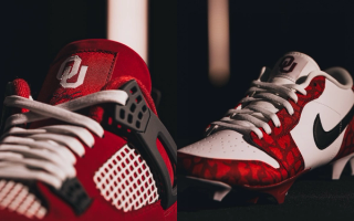 Special Air Jordan 4 and Air Jordan 1 Low OG football cleats for the Oklahoma Sooners Football Team (2025).