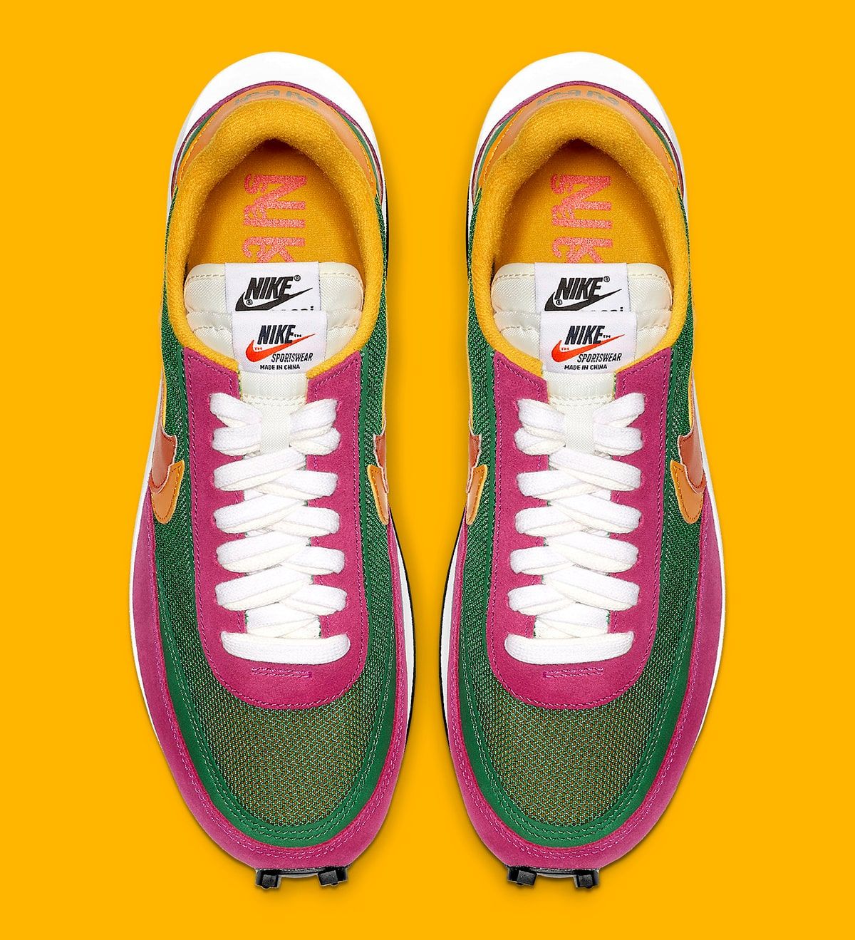 Nike x sacai ldwaffle pine green outlet clay orange  and  pink