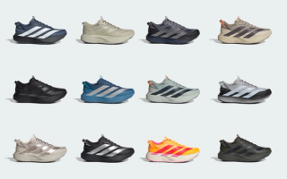 Twelve (12) different pairs of the trail-ready Adidas Adizero Evo SL ATR running shoe.