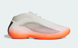 adidas BB.01 3D-printed basketball shoe in a "Orange Dusk/Orbit Grey/Core Black" color scheme.
