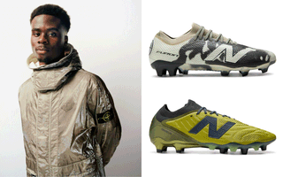 Bukayo Saka & Endrick wearing Stone Island x New Balance Football Summer 2026 Collection.