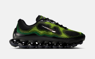Nike Air Liquid Max in a "Black/Green Apple/Volt/Chrome" color scheme.