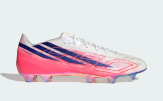 adidas F50 HYPERFAST EVO Elite FG "Chaos vs Control" football boots in a "Cloud White/Solar Purple/Solar Turbo" color scheme.