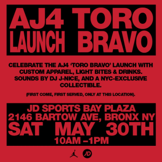 Air Jordan 4 "Toro Bravo" NYC Release Details.