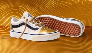 Big Kids' KPop Demon Hunters x Vans Old Skool "Golden" (SKU: VN000ECUGLD). Photo via Vans.
