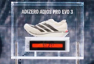 adidas Adizero Adios Pro Evo 3 racing shoe coming in at just above 97 grams in weight.