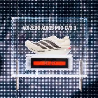 adidas Adizero Adios Pro Evo 3 racing shoe coming in at just above 97 grams in weight.