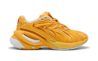 Little Kids' pair of the Sonic the Hedgehog x PUMA Inverse inspired by Tails.