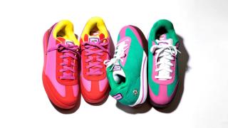 Two retro pairs of the ICE CREAM Board Flip by Reebok (RBK), in pink lemonade and watermelon colorways.