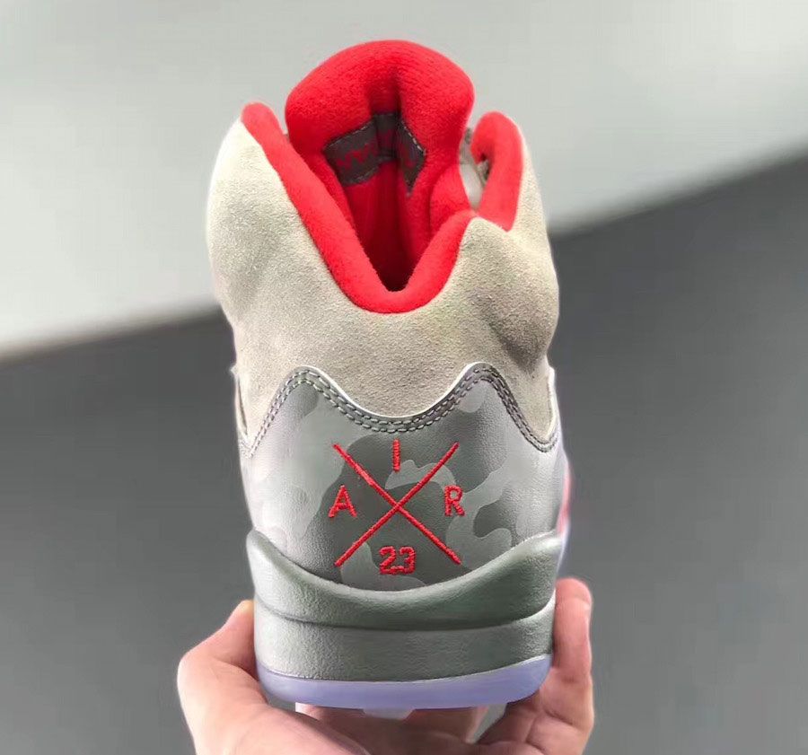 A detailed look at the Camo Air Jordan 5 House of Heat