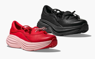 Hoka's Bondi Mary Jane in Red (Cerise/Rose Tea) and Black colorways.