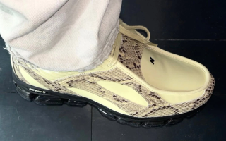 Snakeskin-covered New Balance 1890 sneaker sample.