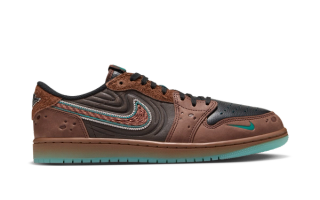 Men's Air Jordan 1 Low OG "Día de Muertos" (2026) retro in a chocolate color scheme.
