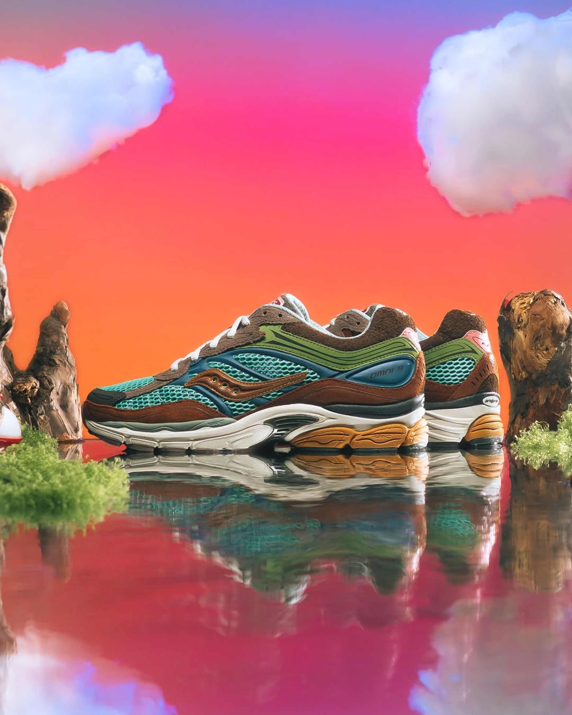 Sneaker Politics' Saucony ProGrid Omni 9 "Sportsman’s Paradise" collaboration.