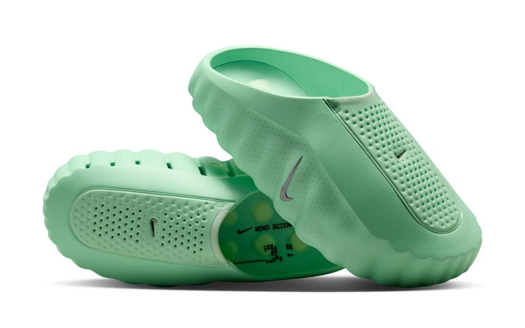 Nike Mind 001 Cucumber Calm sneaker in muted green and neutral tones, side profile view