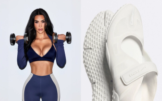 Kim Kardashian's NikeSKIMS Rift Mesh collaboration in a "Light Bone" color.