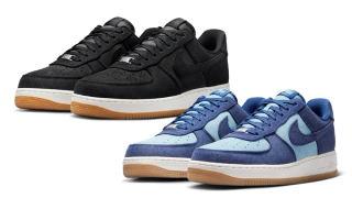 Men's Nike Air Force 1 '07 LV8 "Denim" (SKU: IR0951-002, IR0951-400). Photos via Nike.