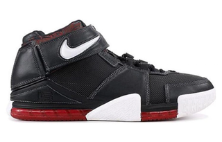 Nike-Zoom-LeBron-2-Black-White-Metallic Silver-Varsity Red; SKU: 309378-011. Photo via KICKS CREW