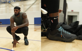 LeBron James wearing the Nike LeBron 23 wear-test sample in an offseason training session.