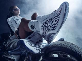 Campaign visual for the HELLSTAR x adidas Megaride S2 sneaker collaboration in a "Footwear White/Off White/Core Black" color scheme.