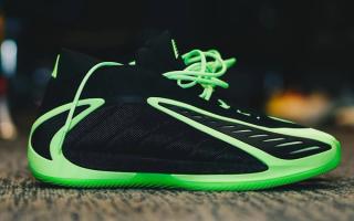 Adidas Anthony Edwards 2 "Lime Burst" basketball sneaker nicknamed "Glow."