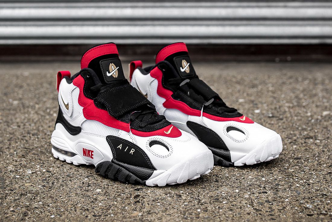 Nike speed turf red best sale and black