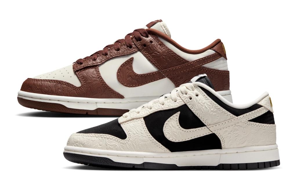 Nike Dunk Low Embossed Baroque Pack with ornamental surface detailing, spring 2026 release
