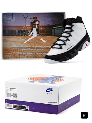 Expected packaging for the Air Jordan 9 "Space Jam" Retro (SKU: IX6179-100). Photo via X user @EnglishSole.