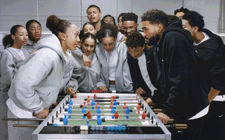Numerous Nike athletes & team members like Reece James, Lauren James, & Sha’Carri Richardson wearing Nike Studio & Solo Fleece apparel.