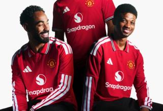 Manchester United's 26/27 adidas Home Jersey, in short-sleeve and long-sleeve forms, worn by Matheus Cunha, Bryan Mbeumo & Amad Diallo