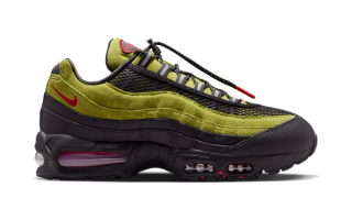 Aya Brown x Nike Air Max 95 collaboration in a "Atomic Green/Black/Anthracite/University Red" color scheme.