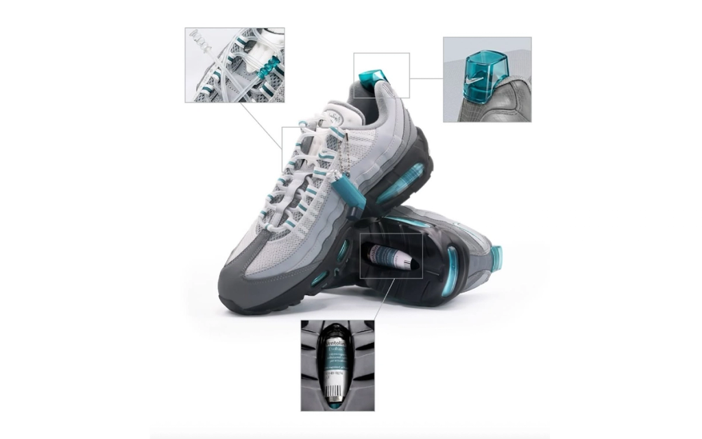 Custom Nike Air Max 95 featuring integrated asthma pump in the sole