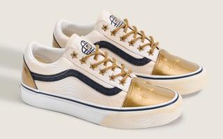 Big Kids' KPop Demon Hunters x Vans Old Skool "Golden" (SKU: VN000ECUGLD). Photo via Vans.