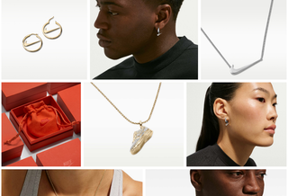 E-commerce shots showing earrings & necklaces from Nike's Holiday 2026 jewelry collection.