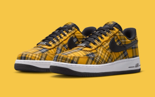 Nike Air Force 1 Low "Black/Yellow Ochre" (Plaid, Clueless, SKU: IR5596-900). Photo via Nike.