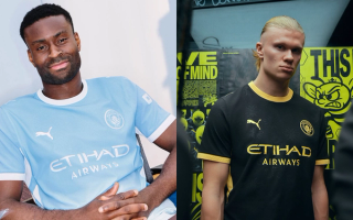 Manchester City's 2026/27 Home & Away kits by PUMA, worn by Marc Guéhi & Erling Haaland.