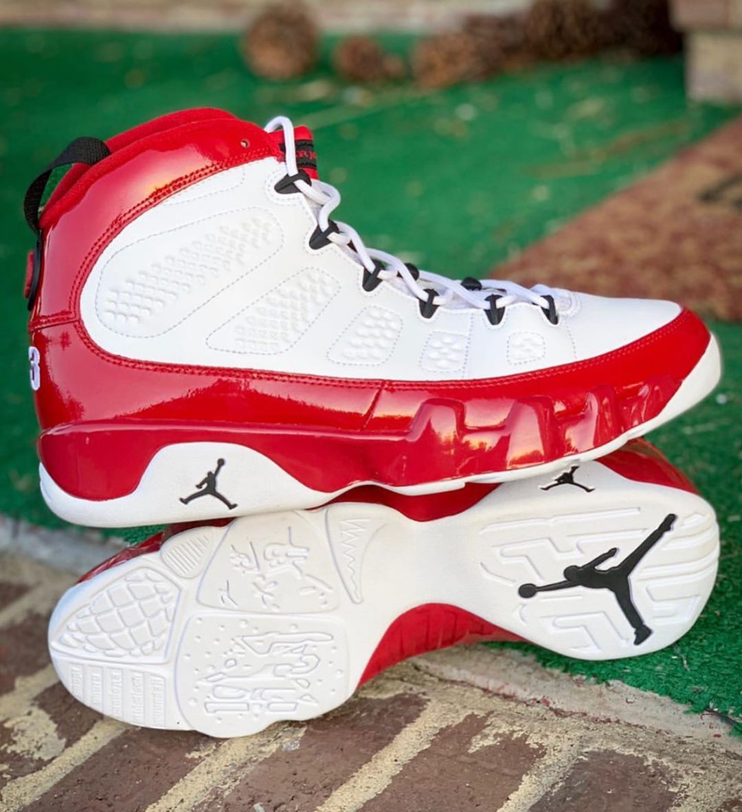 Jordan 9 white black gym red on sale