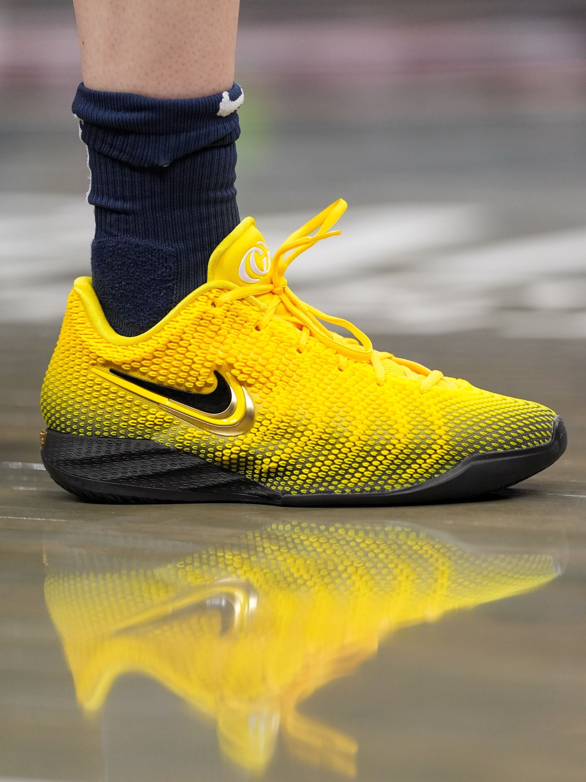 Caitlin Clark wearing Iowa Hawkeyes-inspired Nike Caitlin 1. Photo via Indiana Fever.