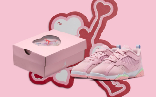 Little Kids' Valentine's Day-inspired Jordan MVP 92 in a "Medium Soft Pink/Vapor Green/White/Half Blue" color scheme.