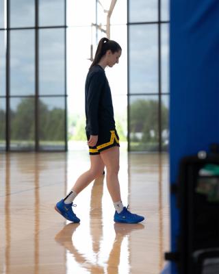 Caitlin Clark wearing her "Racer Blue" Nike Caitlin 1. Photo via Caitlin Clark.